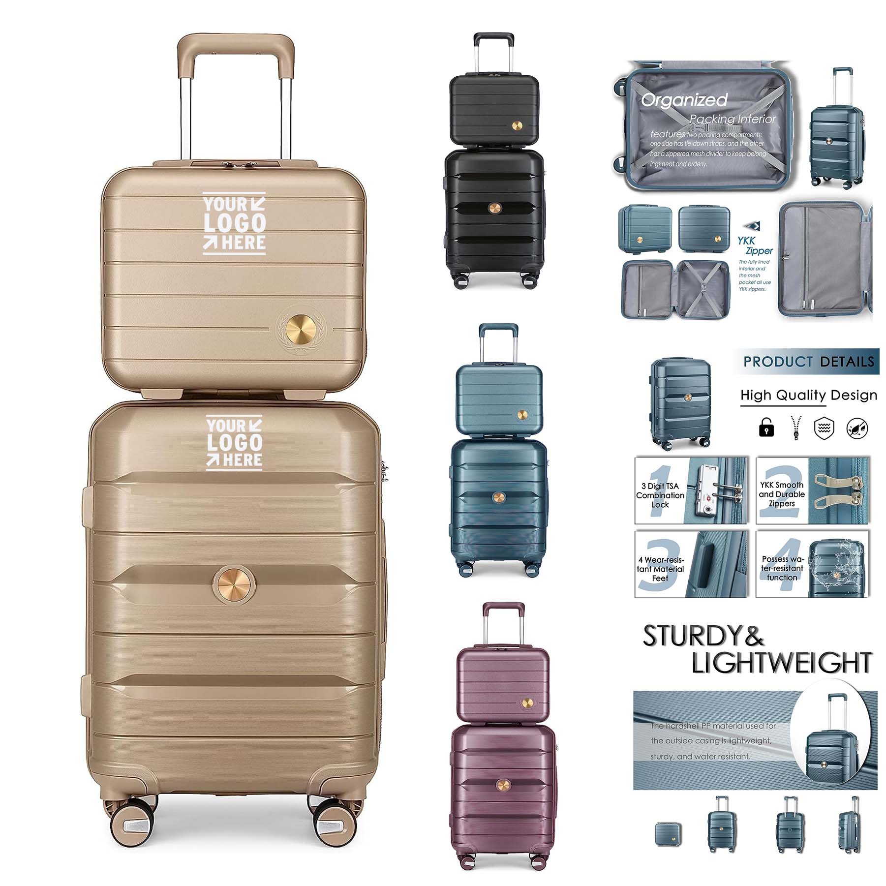 20Inch 2 Piece Hard Shell PP Lightweight Waterproof Travel Suitcase Set 2