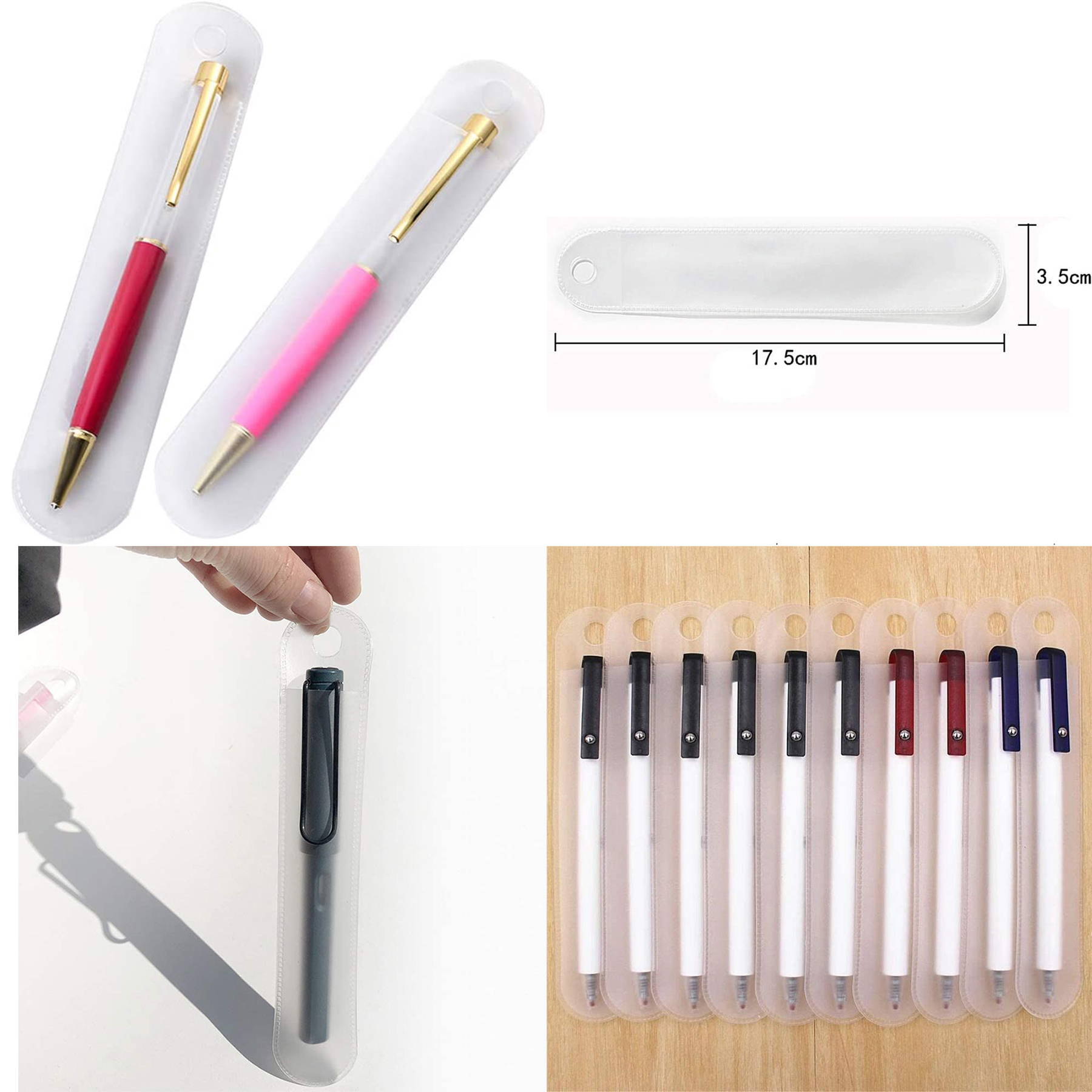 50 Pcs Clear Plastic Pen Pouch 2