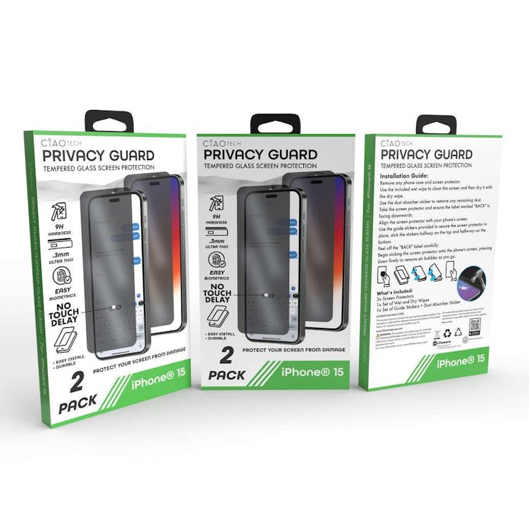 Iphone 15 Glass PrivacyScreen Protector 2pk 2