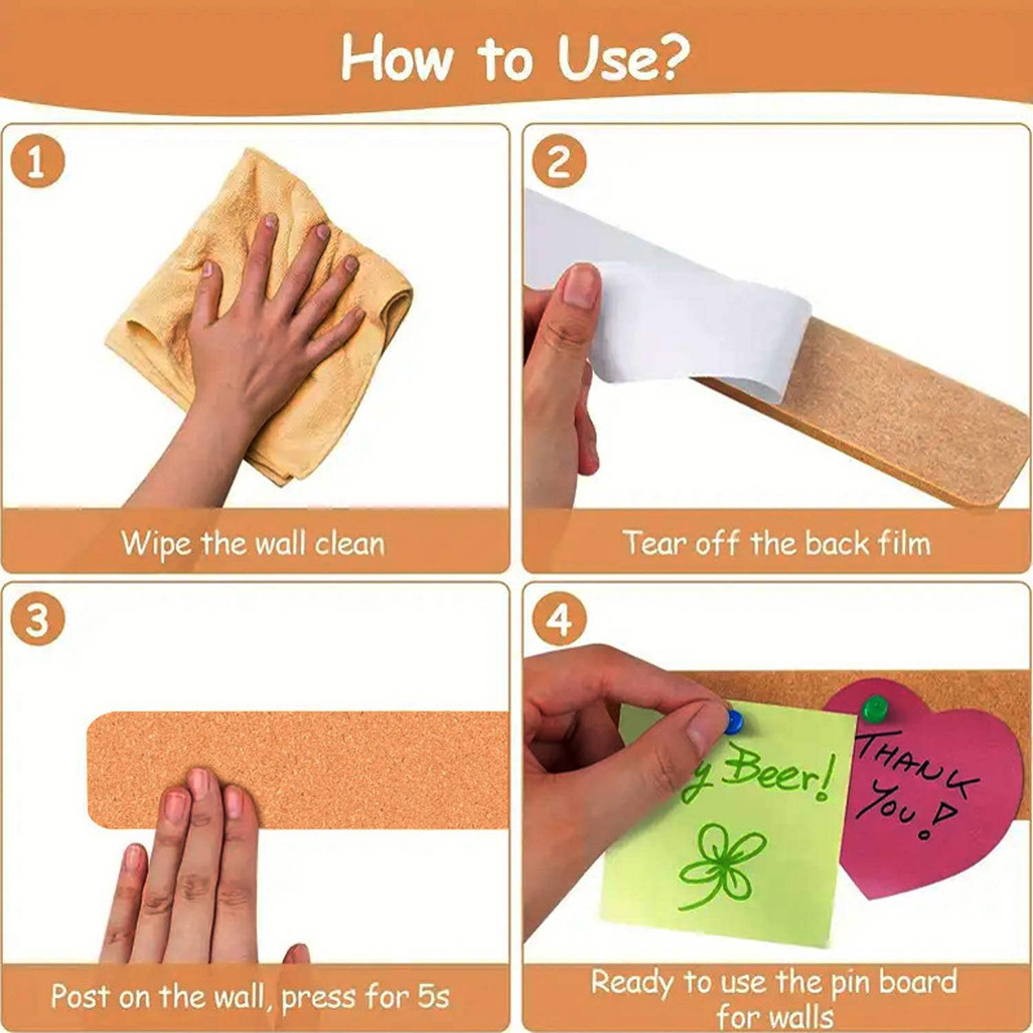 Self Adhesive Cork Bulletin Board Strips 7