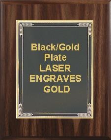 7" x 9" Classic Walnut Finish Plaque with a Black Marble Mist Plate 2