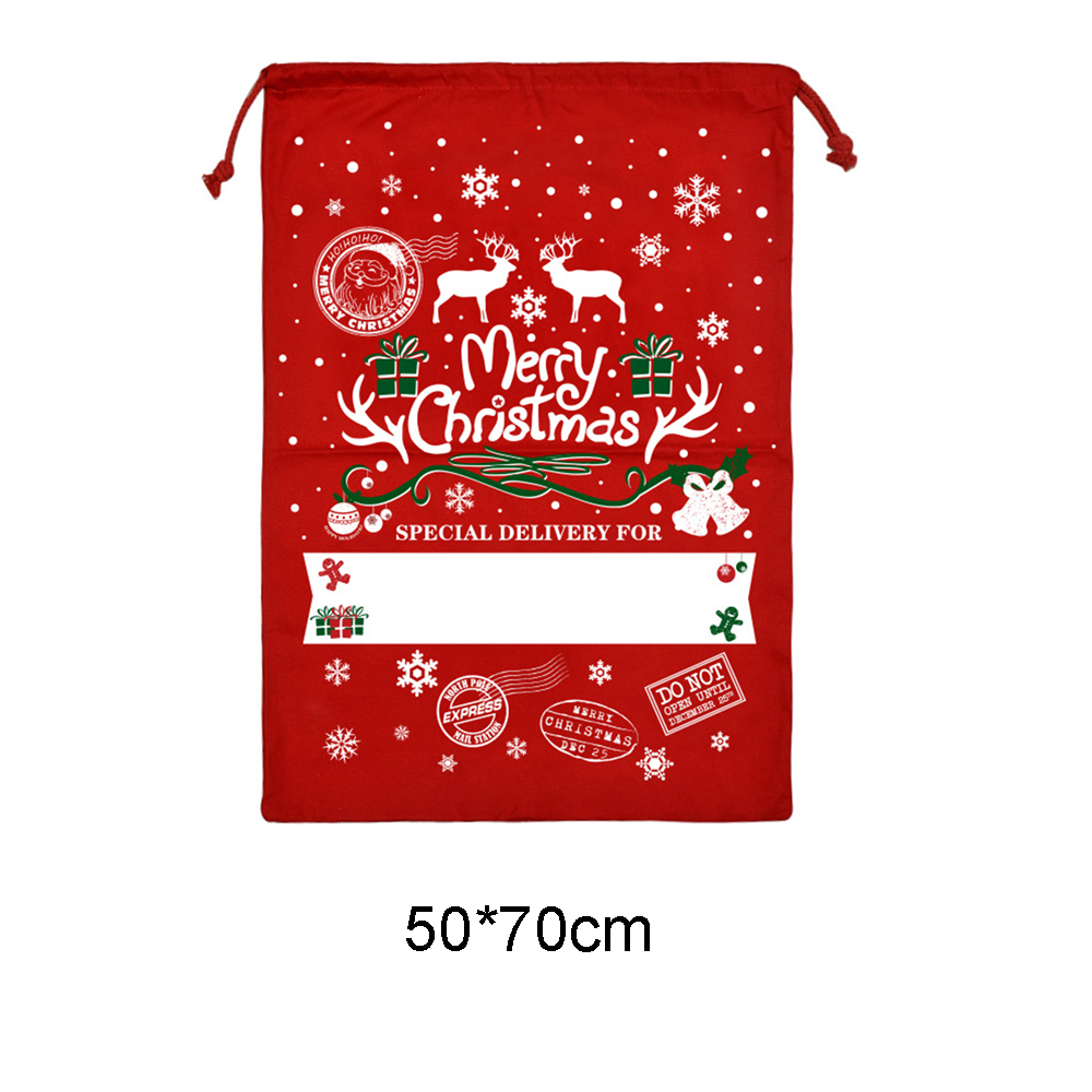 50x70CM Christmas Colored Canvas Gift Bag Drawstring Bag 3