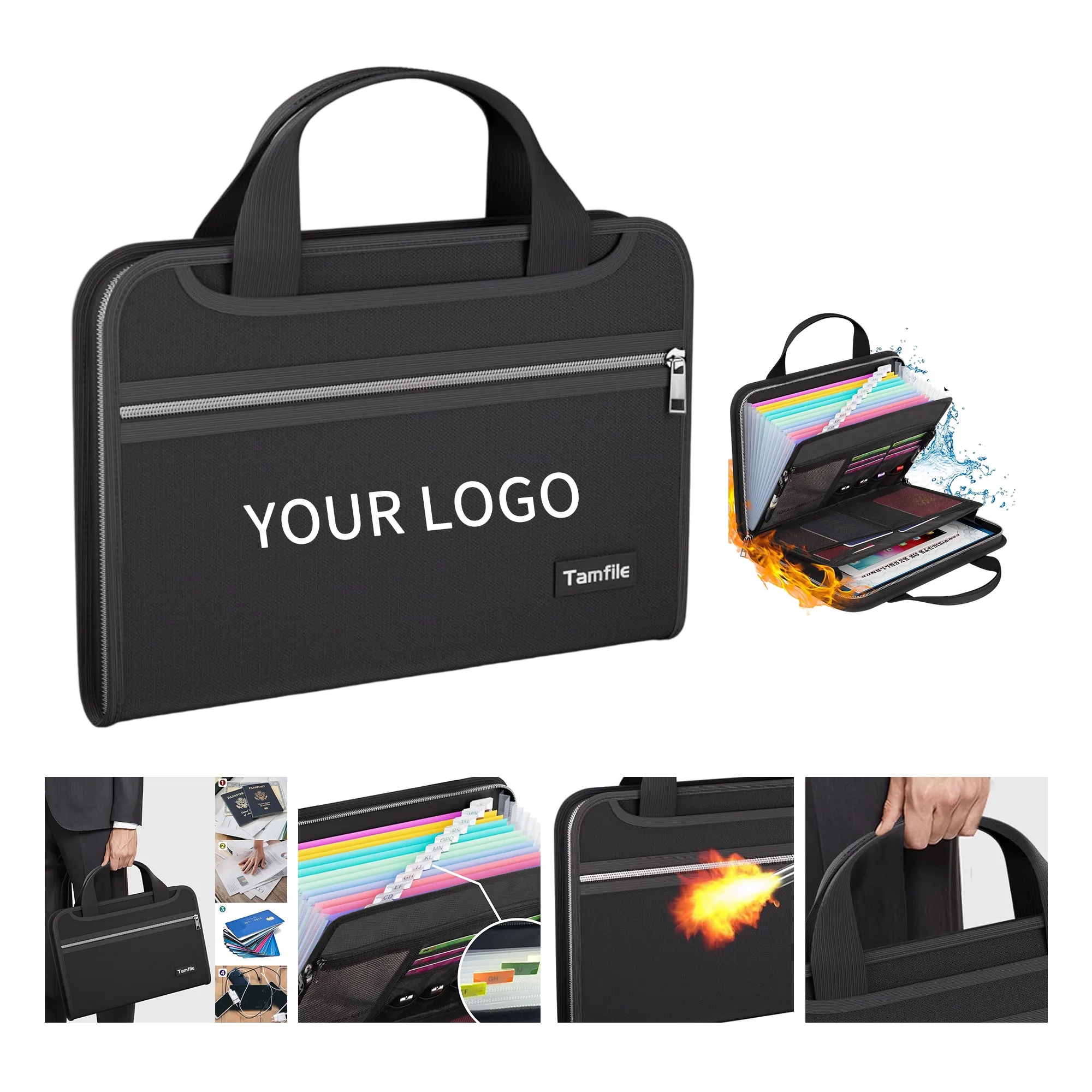 MOQ 50 Fireproof Accordion File Folder with Handle 1