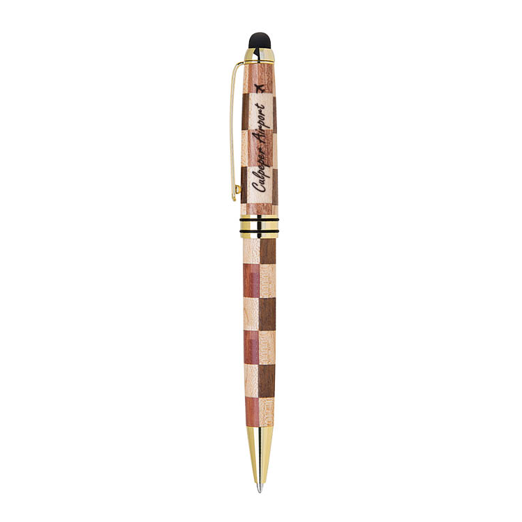 ECO-Friendly Checkered Design wooden stylus and ballpoint pen 1