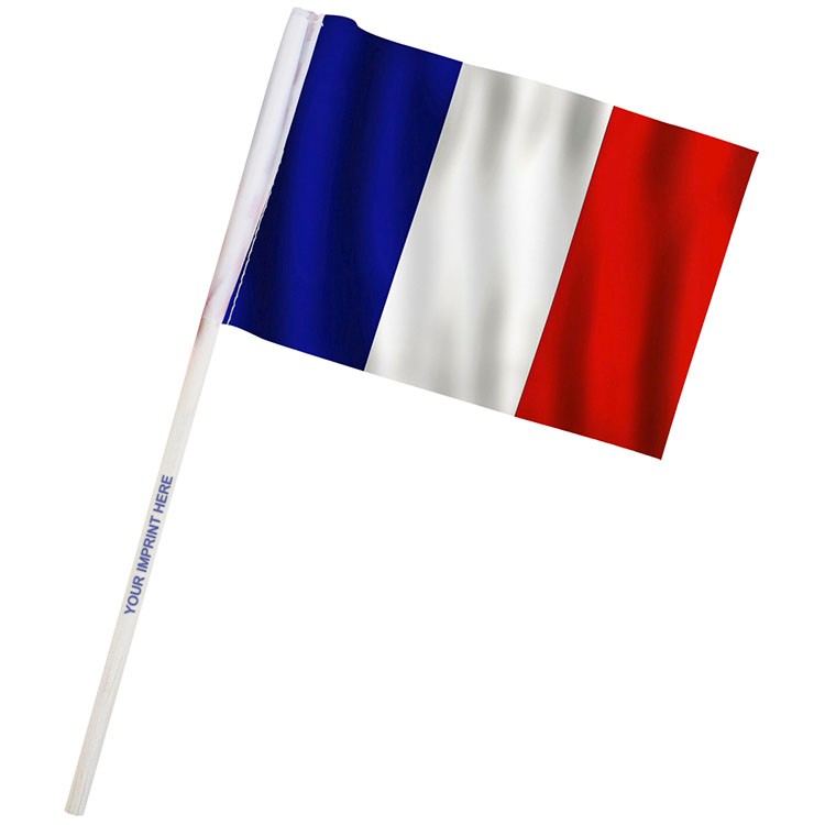 4" x 6" France Imprinted Staff Polyester Stick Flags 2