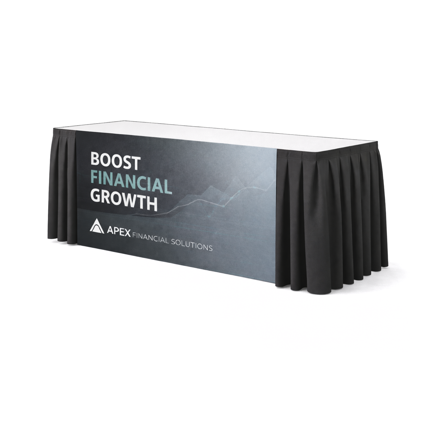 17' Box Pleat Table Skirt, Front Panel Print 57