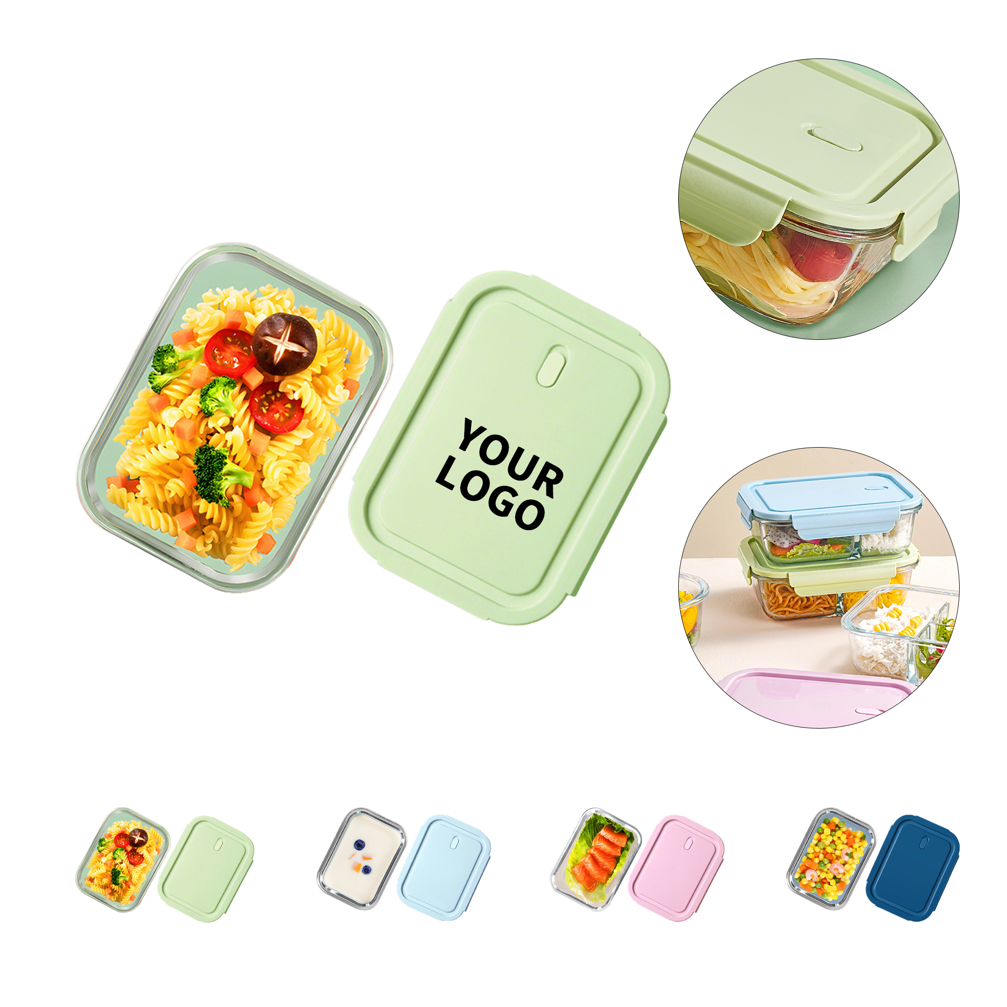 Microwave Safe Meal Prep Lunch Box 7.9" x 5.9" x 2.6" 3