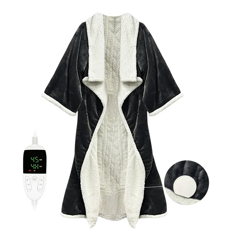 Sherpa Berber Fleece Electric Blanket Heated Poncho Wrap 6
