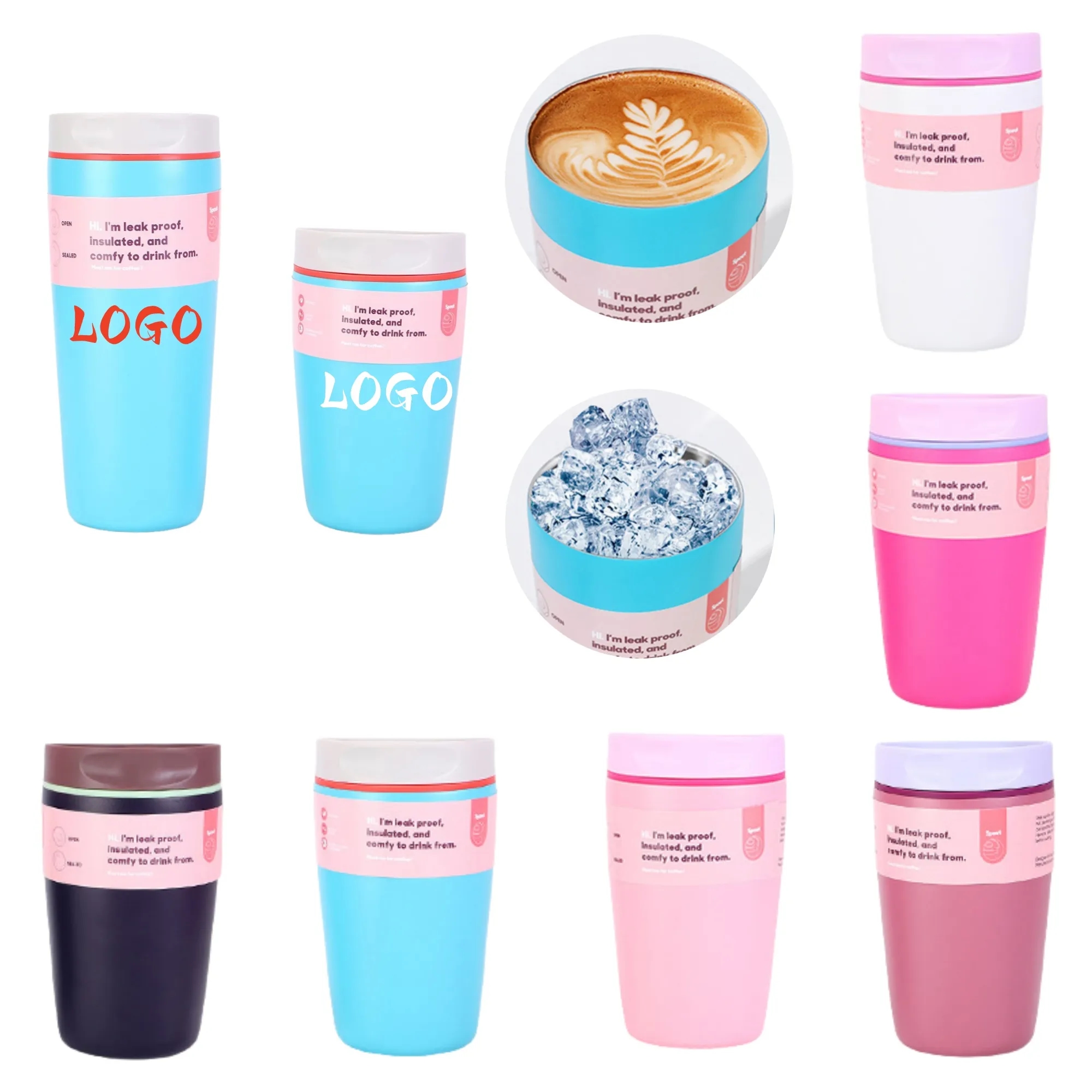 12OZ Portable Colorful Sliced Insulated Coffee Cup 2