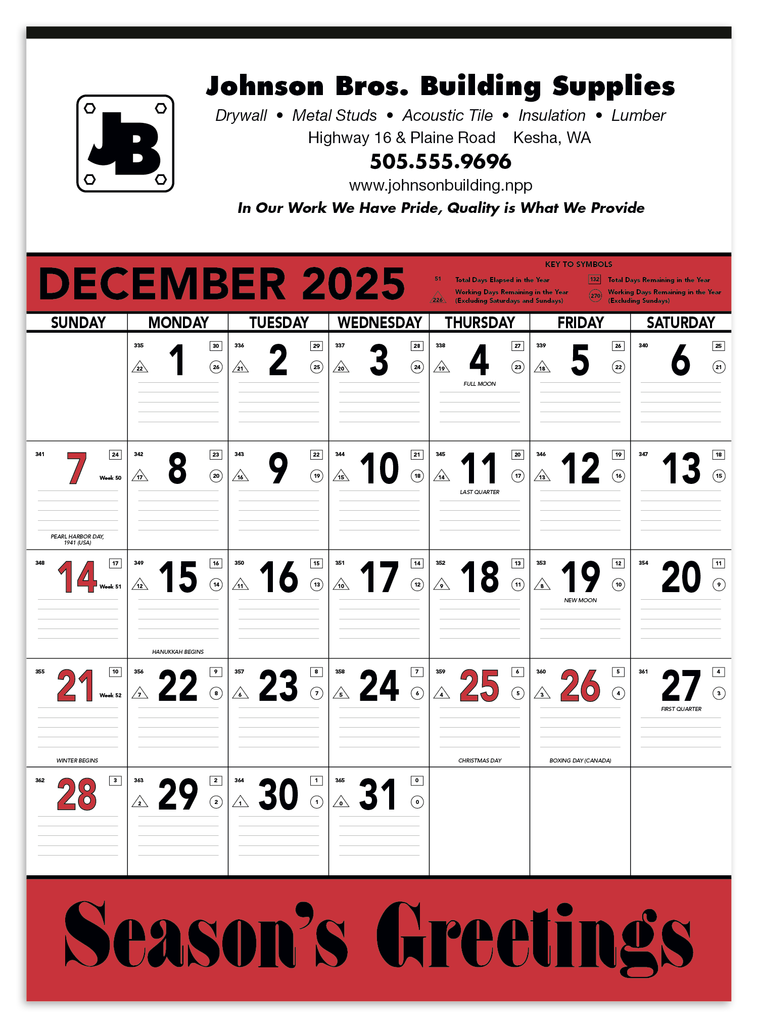 Triumph® Calendars Red & Black Contractor Memo Calendar 4