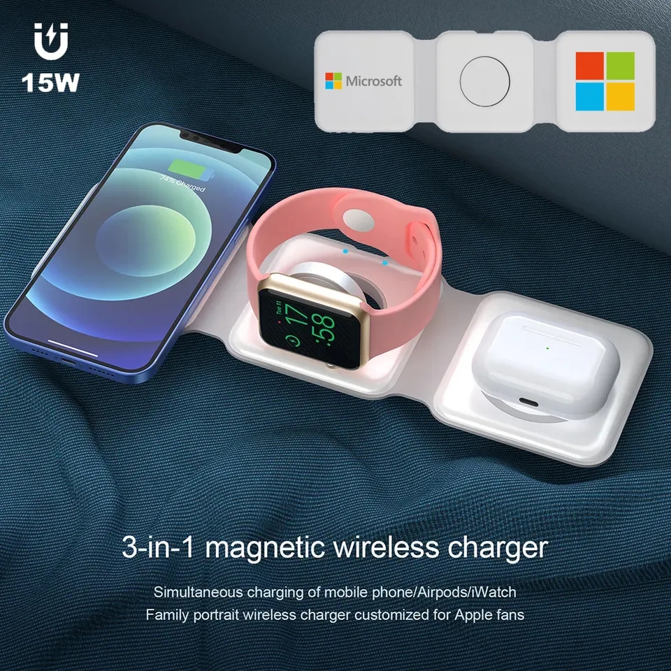 Foldable Wireless Charger 15W Fast Charging Station 4