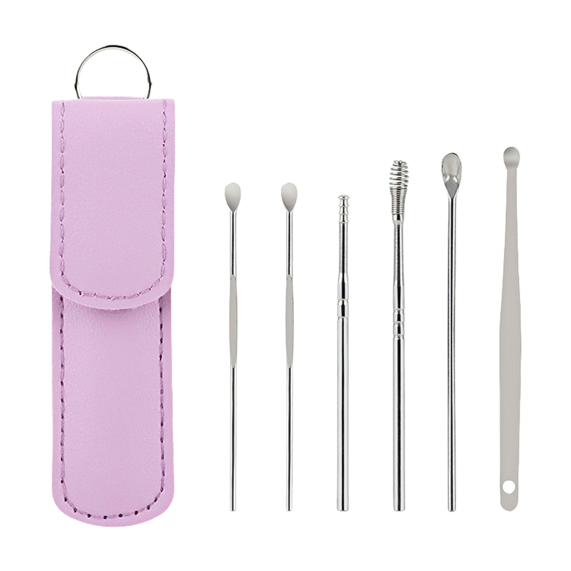 6-Piece Spiral Earwax Cleaner Kit with PU Leather Case, Portable Ear Pick Set for Home Use. 2