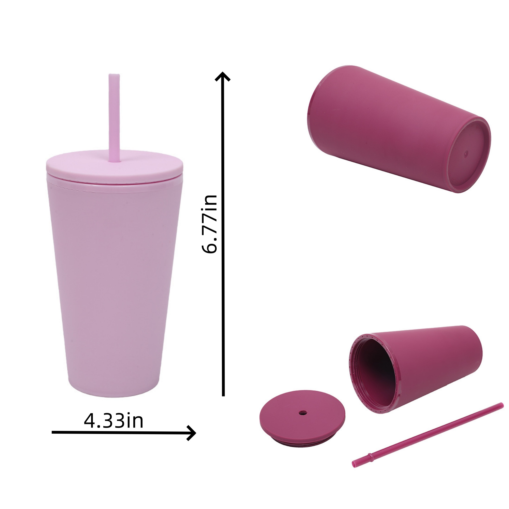 Customized double-layer straw plastic cup 2