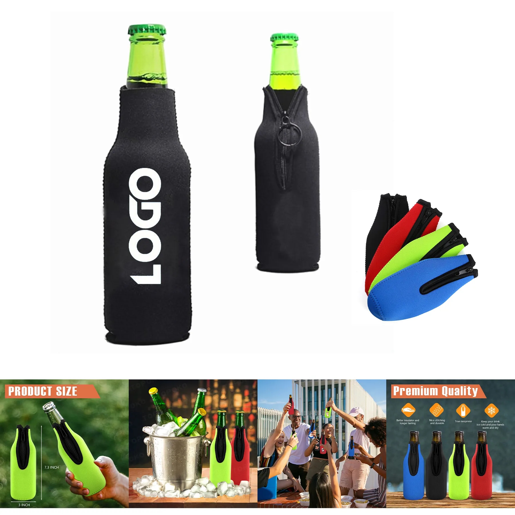Beer Bottle Insulator Sleeve, custom koozie with logo imprint 2