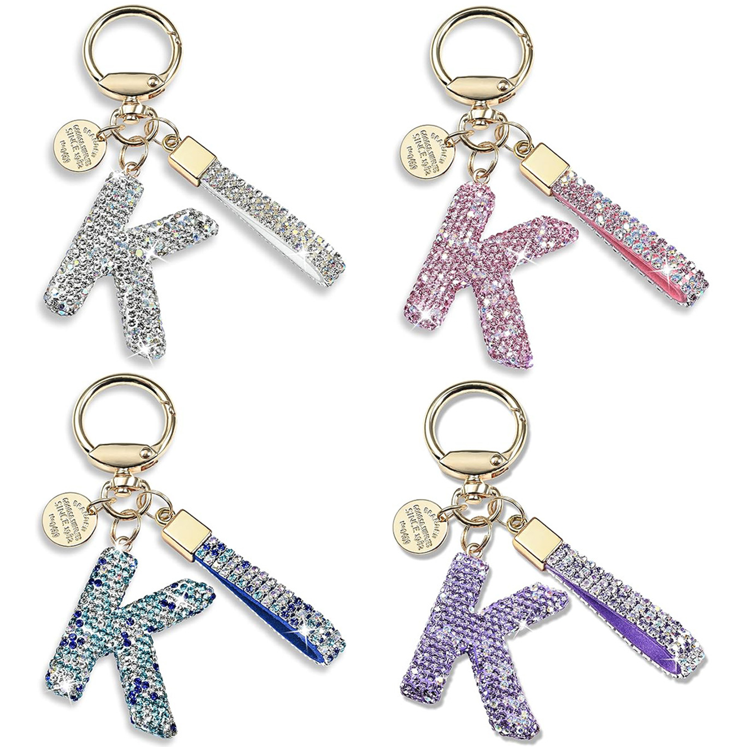 Sparkly Initial Letter Alloy Keychain 7