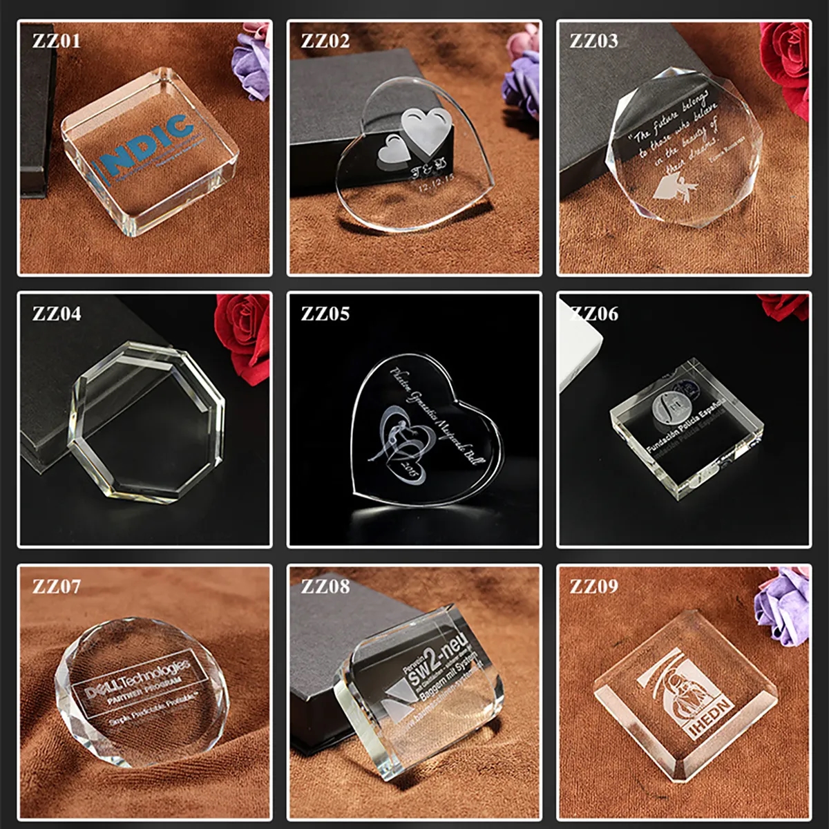 Customizable Size Shape Crystal Glass Paperweight 3