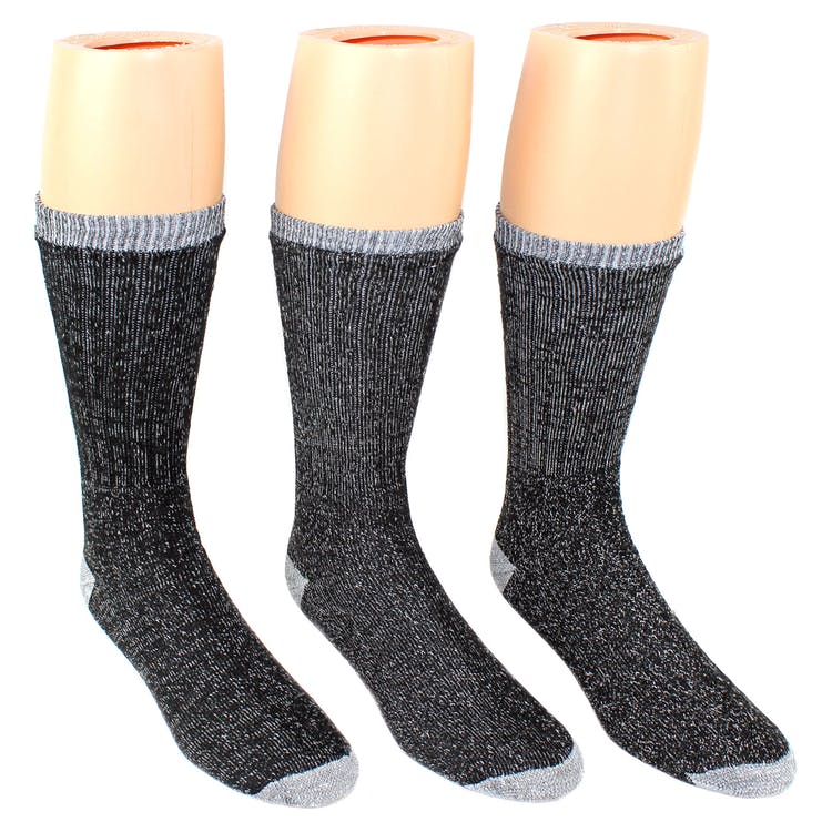 Men's Wool Blend Thermal Socks - 3-Pack Size 10-13 Charcoal/Gray 3