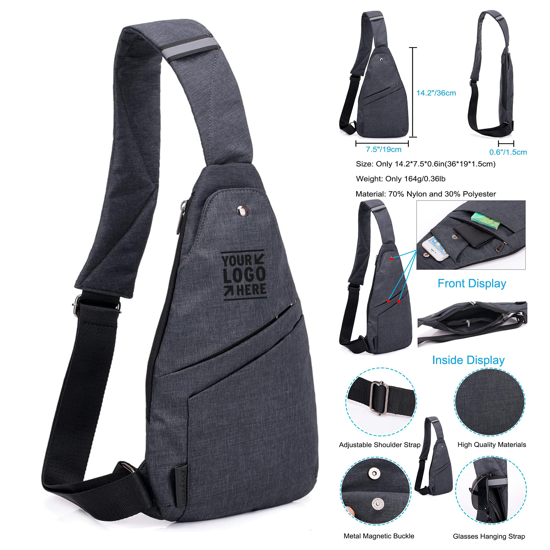 Men Strangefly Lightweight Sling Crossbody Pocket Casual Shoulder Backpack Anti-Theft Side Chest Bag 2
