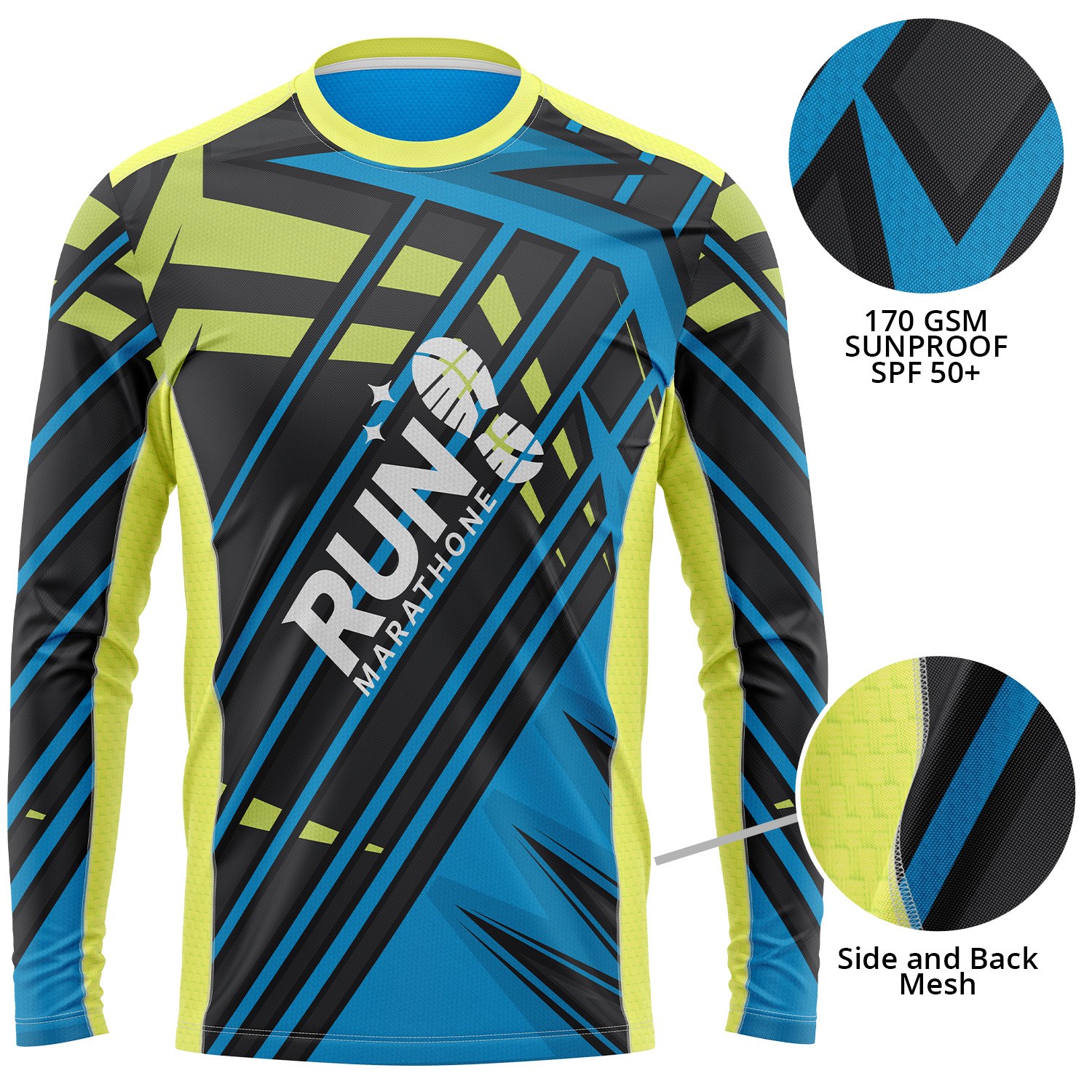 Unisex 170 GSM Sunproof SPF 50+ Sublimation Long Sleeve Fishing T Shirt w/ Side & Back Mesh 2