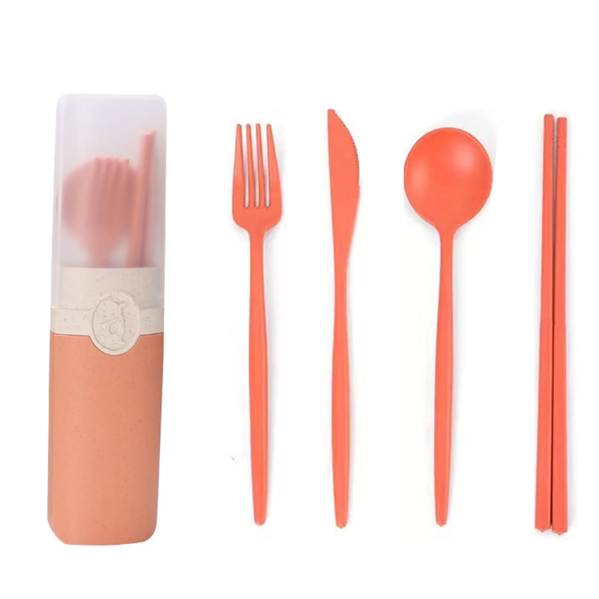 Reusable Wheat Straw Spoon Fork Chopsticks Tableware Set 2