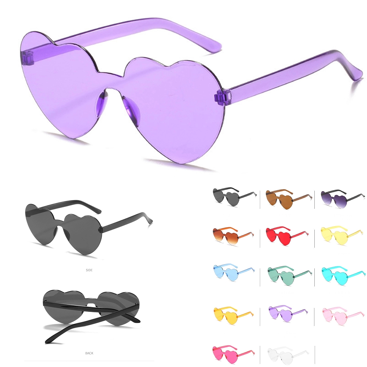 Heart Shape Sunglasses Rimless Transparent 1