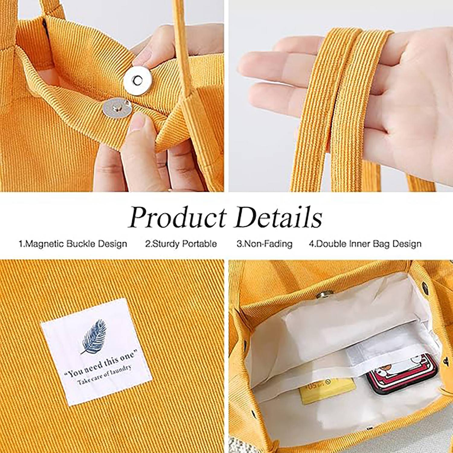 Stylish Corduroy Tote Bag, custom tote bag with logo imprint 1