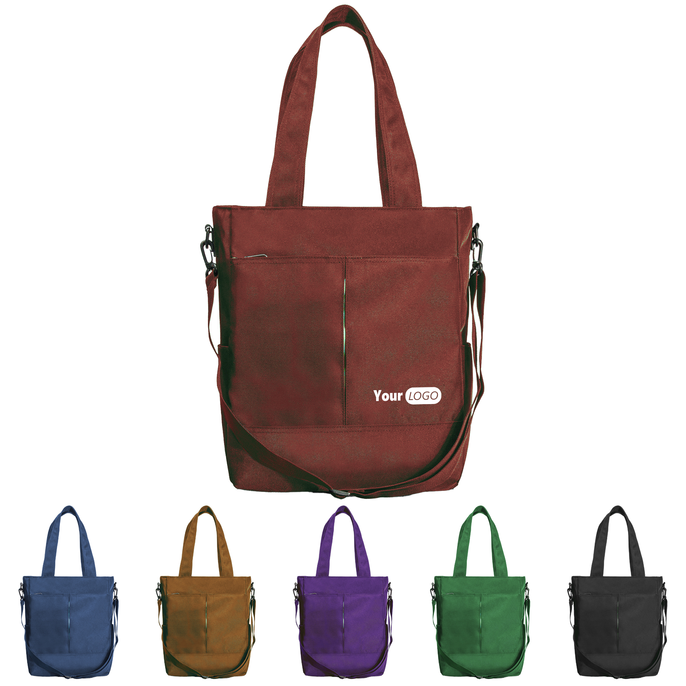 Canvas Durable Tote With Adjustable Strap And Multiple Pockets, custom tote bag with logo imprint 2