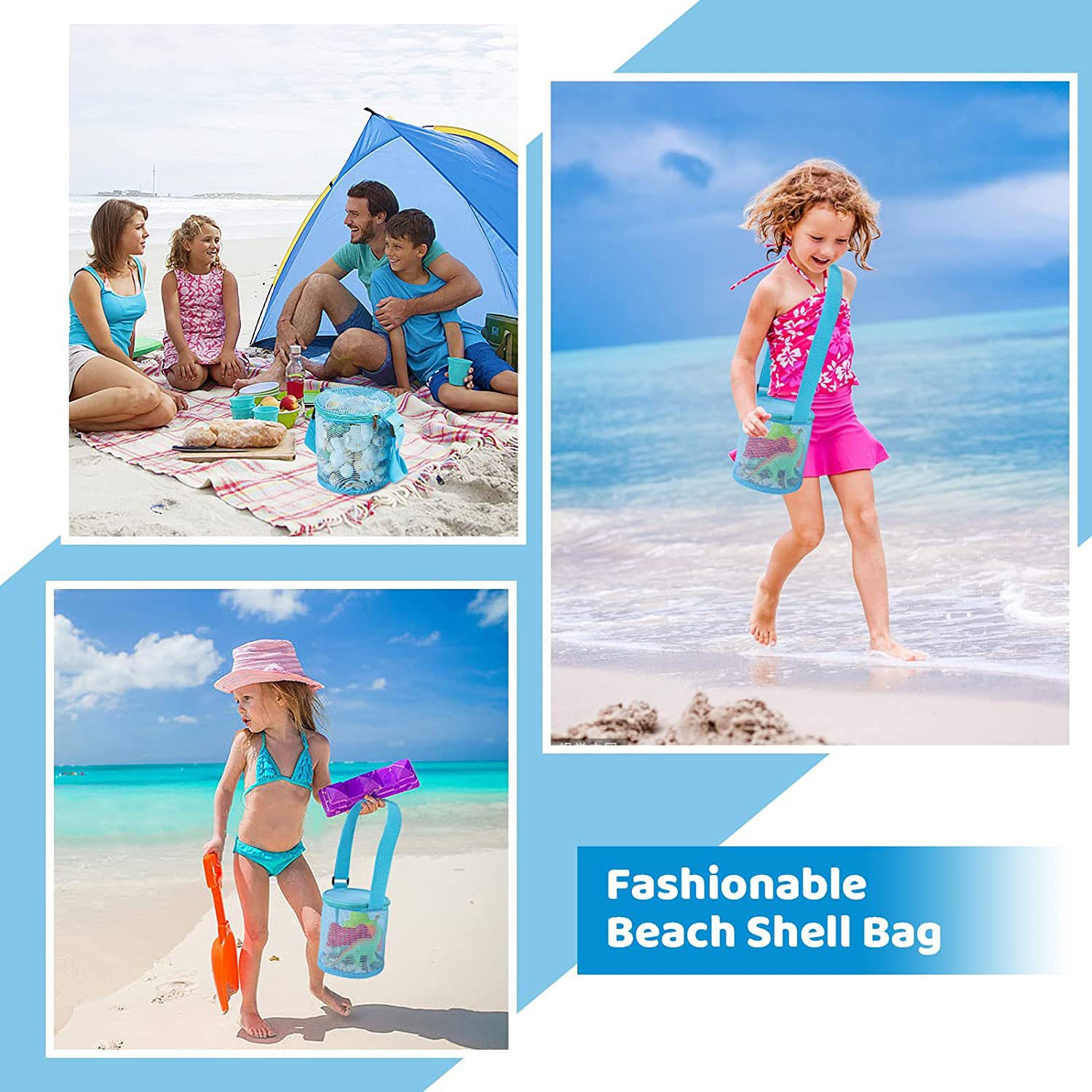 Cylindrical Mesh Tote Shell Bags 9