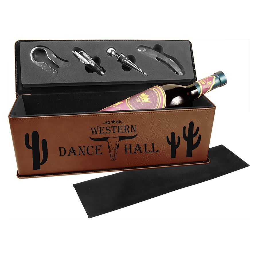 Laserable Leatherette Single Wine Box With Tools 2