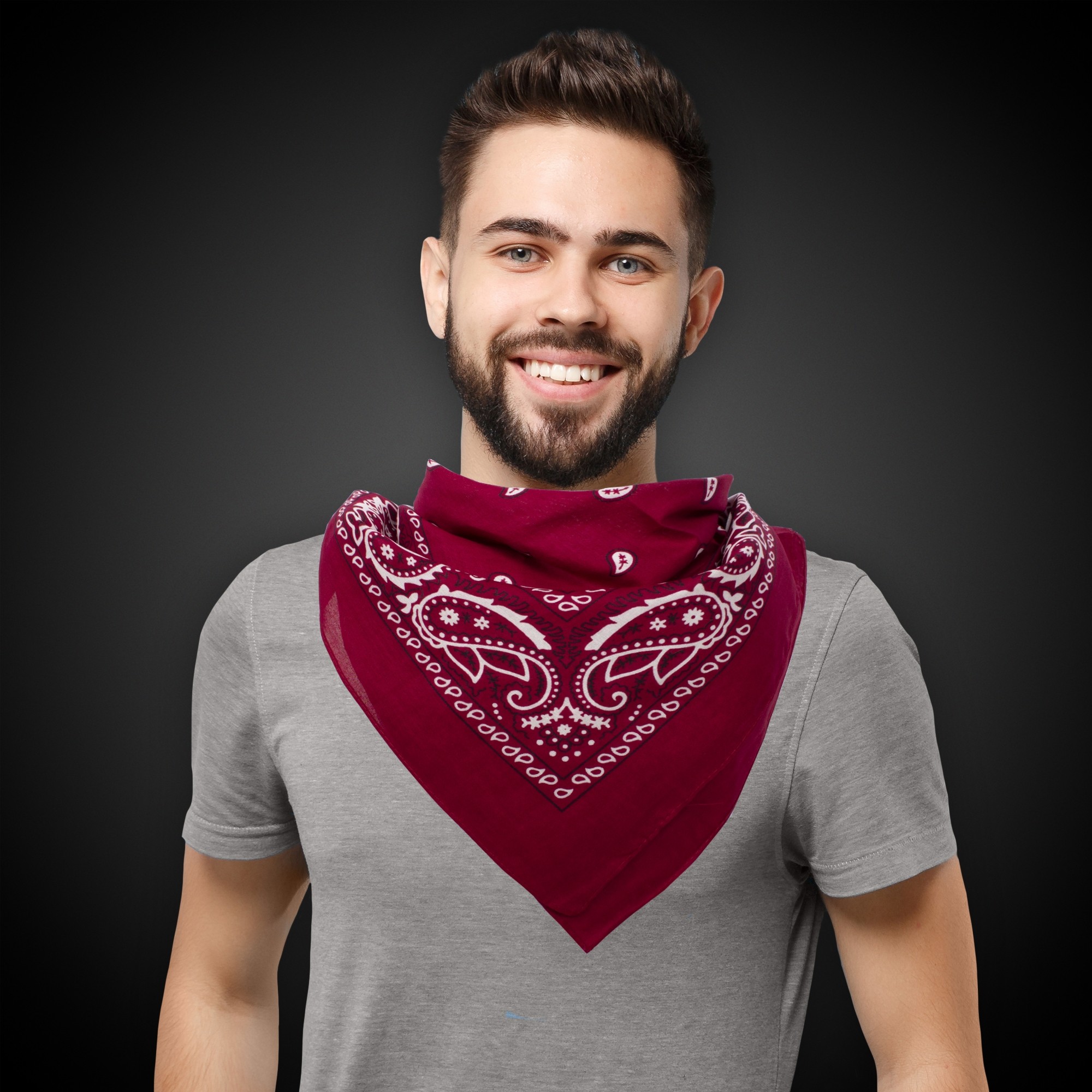 Burgundy 22" x 22" Cotton Paisley Bandanas 4