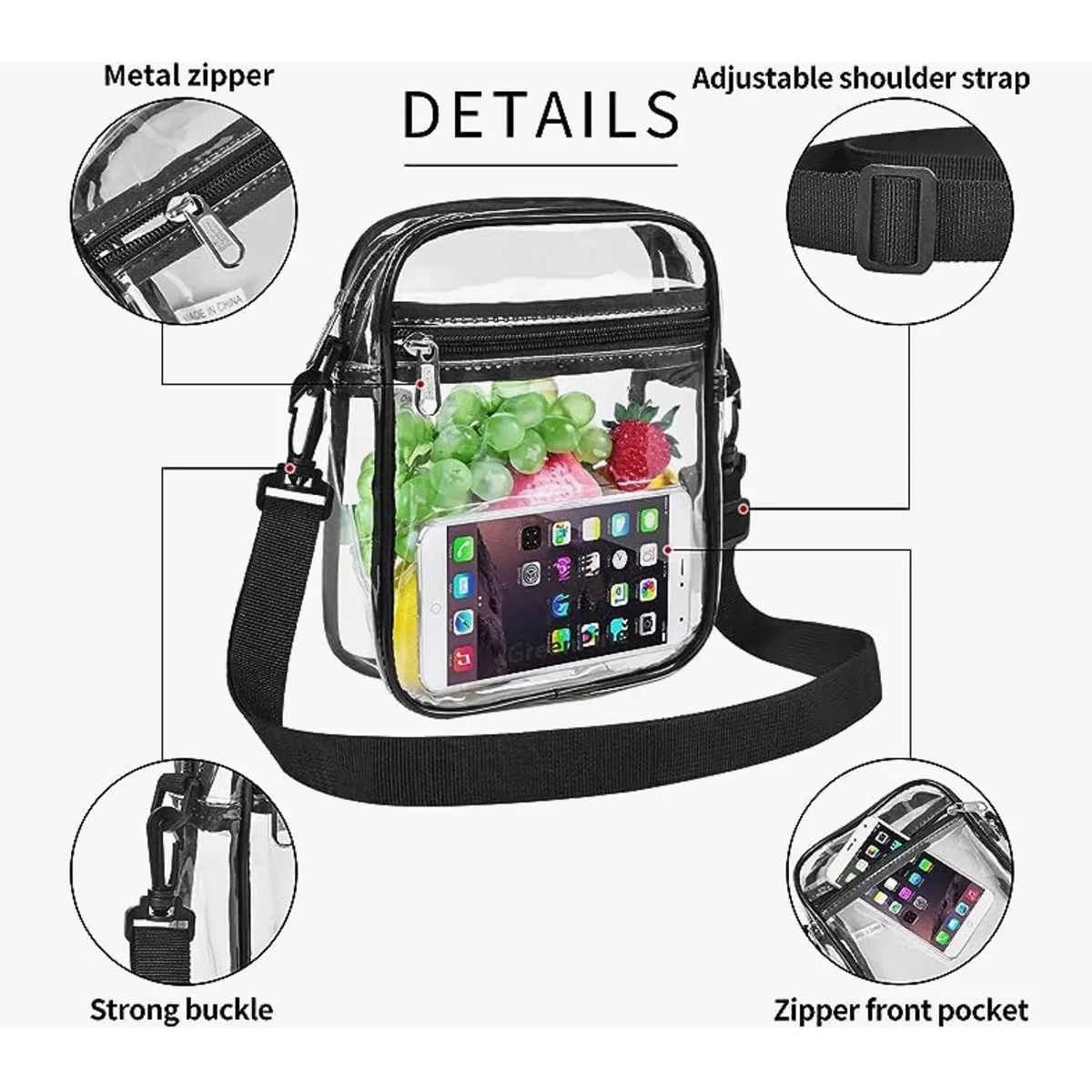 Clear PVC Crossbody Bag Stadium Approved Messenger Bag Purse 2