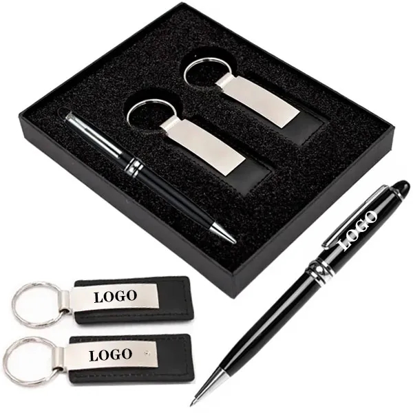 Executive Pen And Leatherette Key Tag Box Set 8