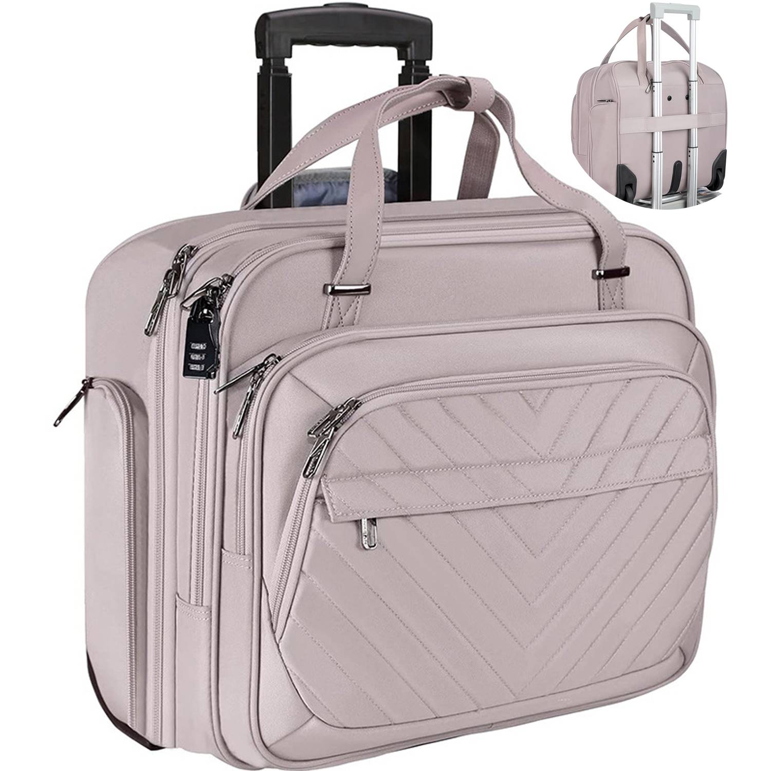 30L Oxford Rolling Laptop Briefcase w/ Wheels 4