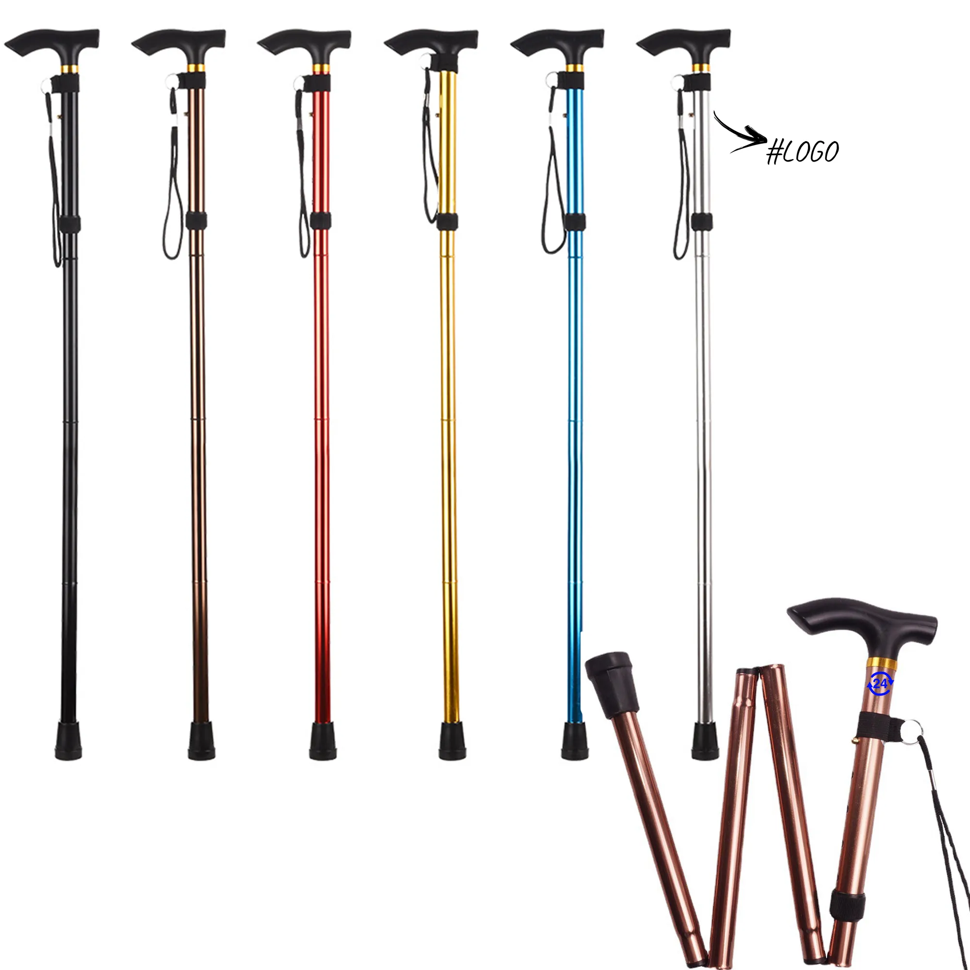 Folding Light Walking Stick Adjustable Aluminum