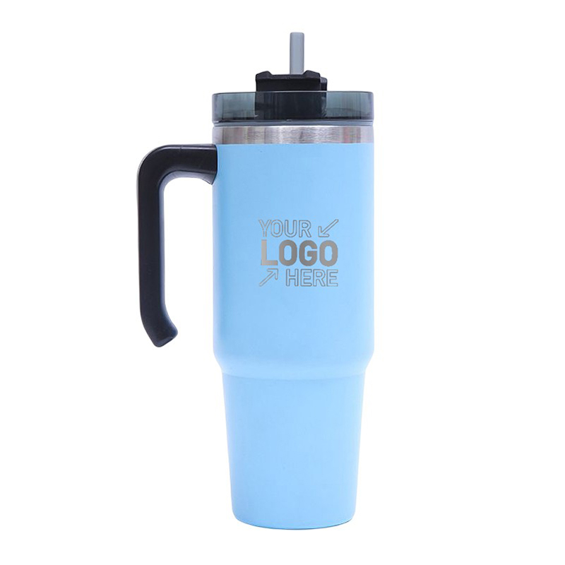 30 OZ Double Walls Stainless Steel Auto Tumbler With Straw And Handle 2