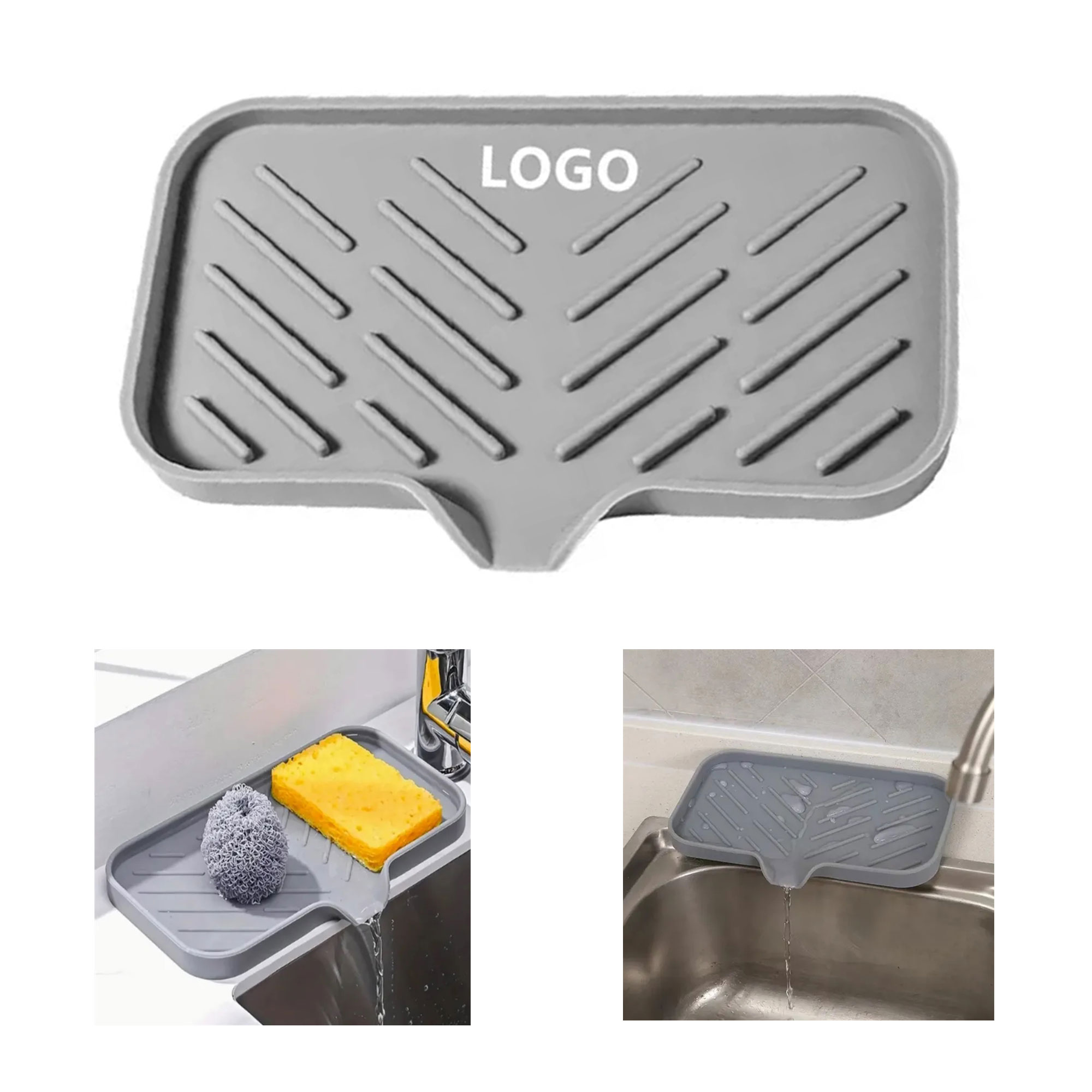 Silicone Bathroom Soap Holder Dishes With Drain Spout 3