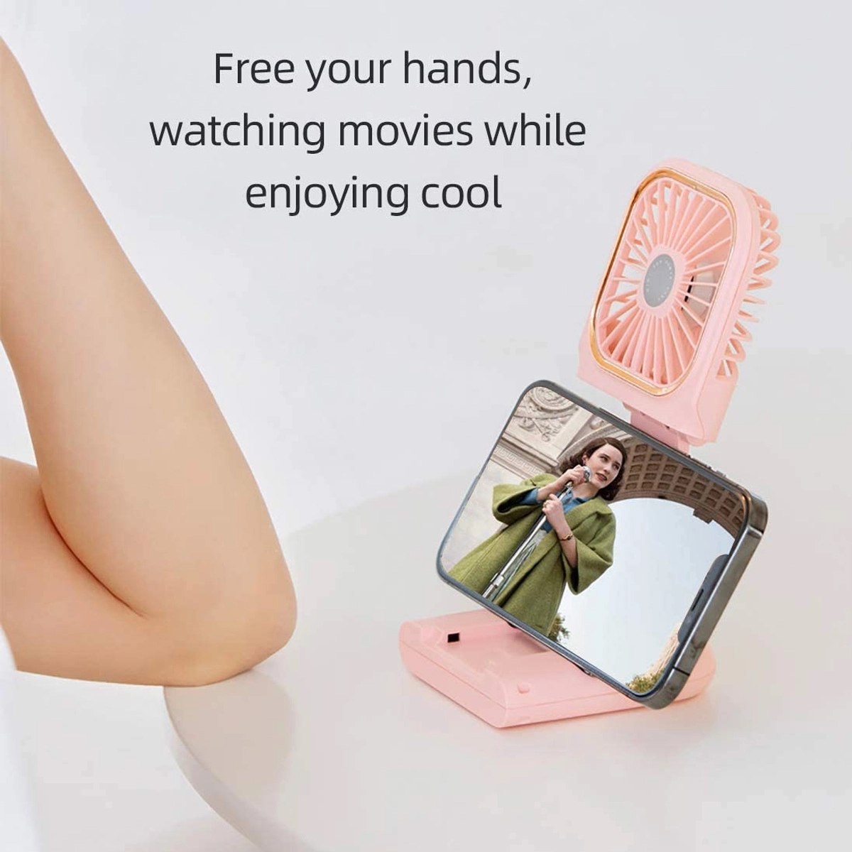 Mini Rechargeable Foldable Neck Hanging Fan with Power Bank 5