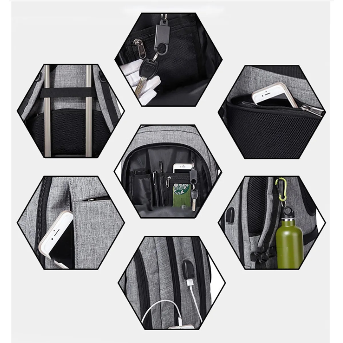 Anti Theft Simple Slim Travel Backpacks With Charging Port 7