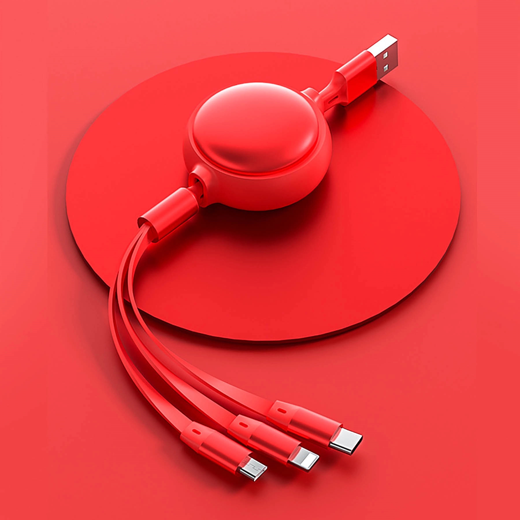 3 in 1 Multi USB Retractable Charger Cable 3A Multiple Cord 6