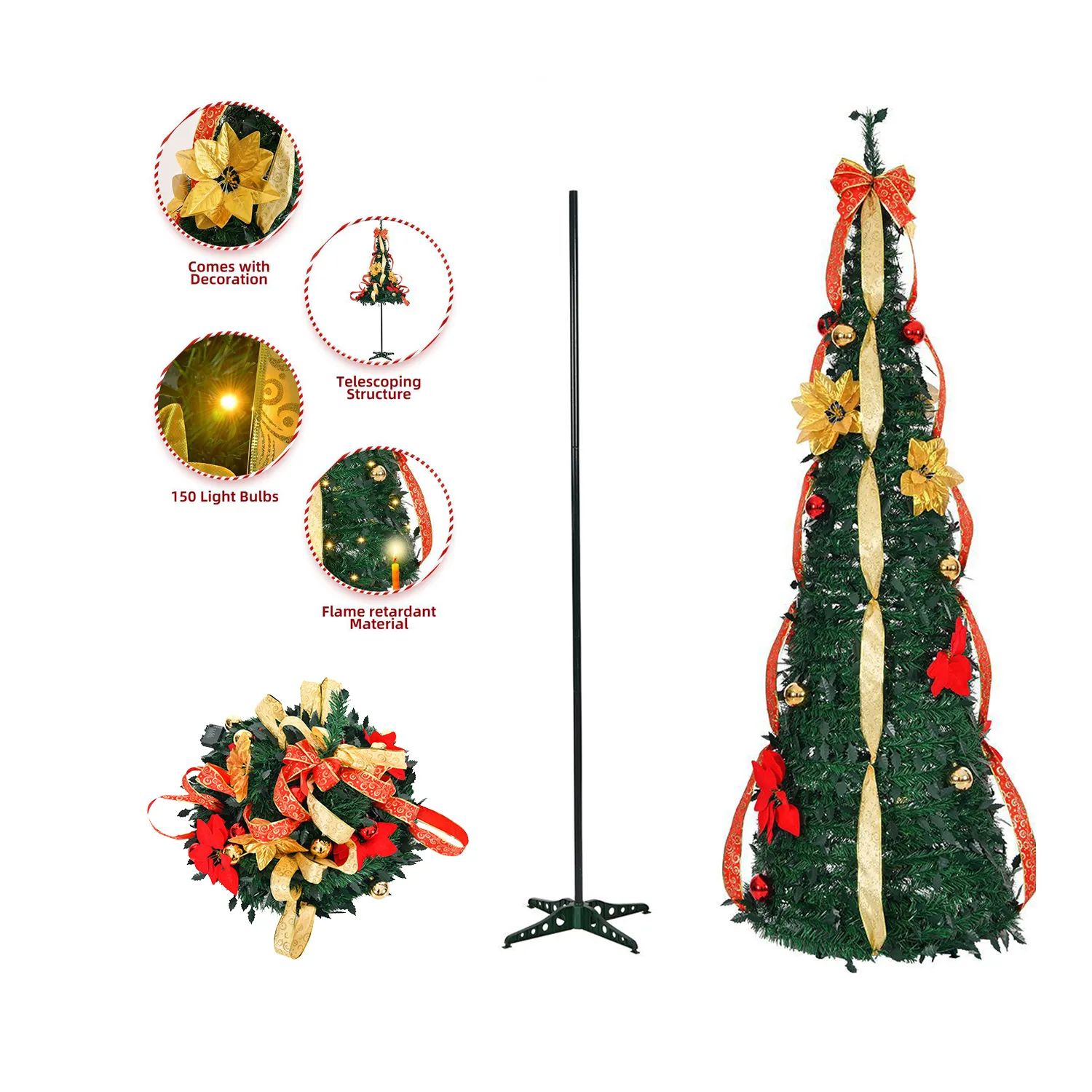 Multi-Style Telescopic Folding Christmas Tree 1