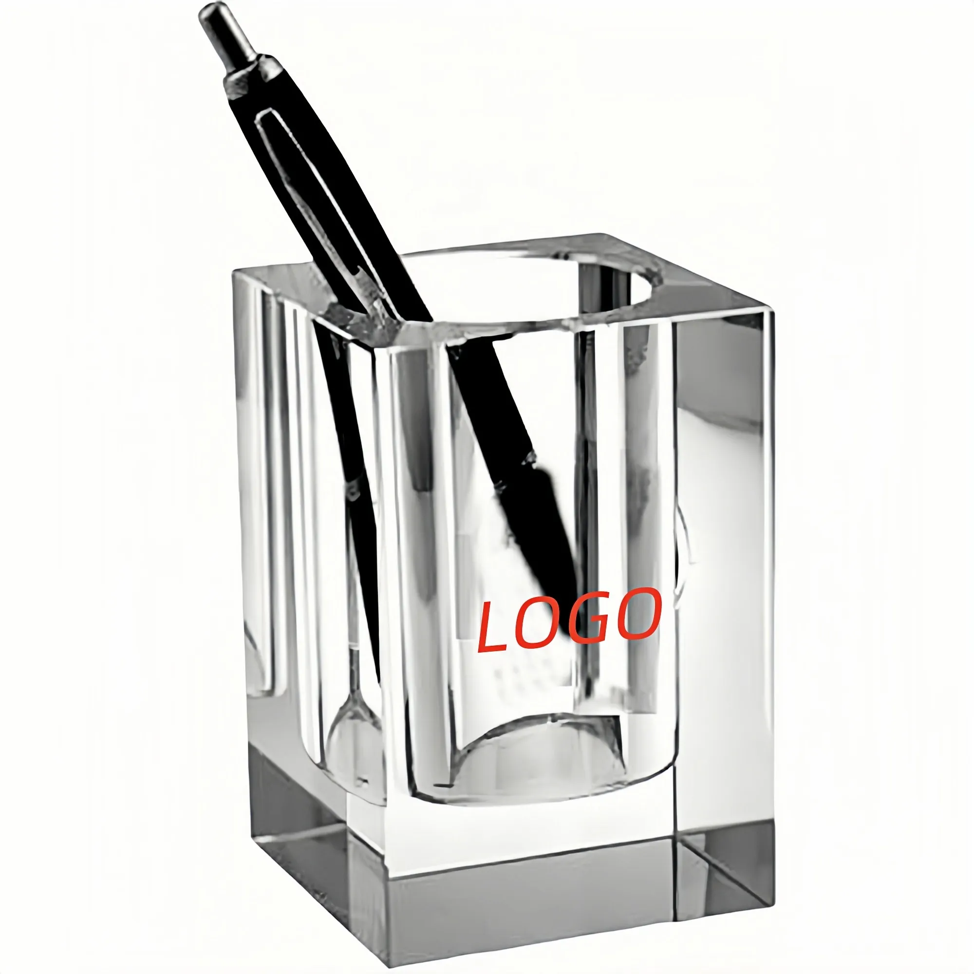 Clear Glass Pen Holder 2