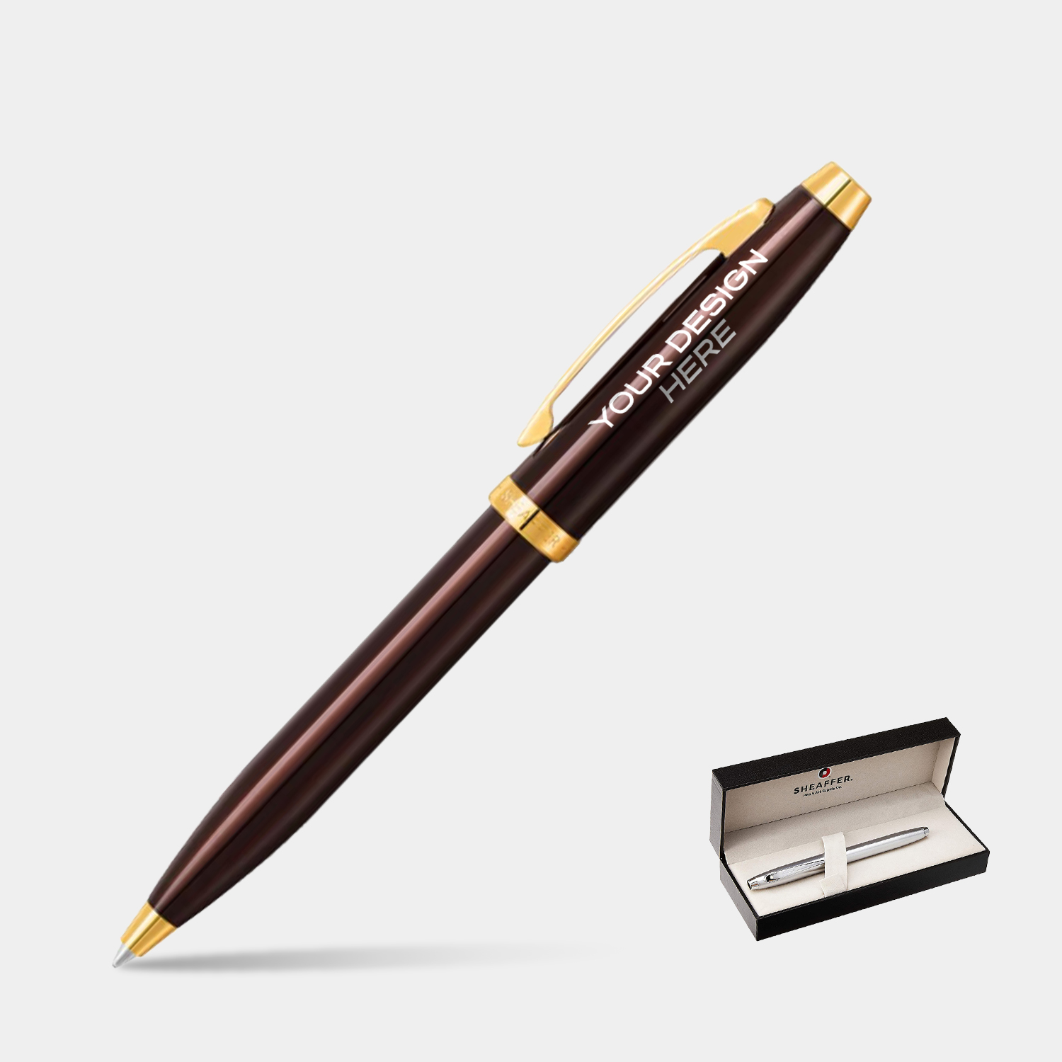 SHEAFFER® 100 9370 Glossy Coffee Brown Executive Ballpoint Pen w/ Gift Box 5