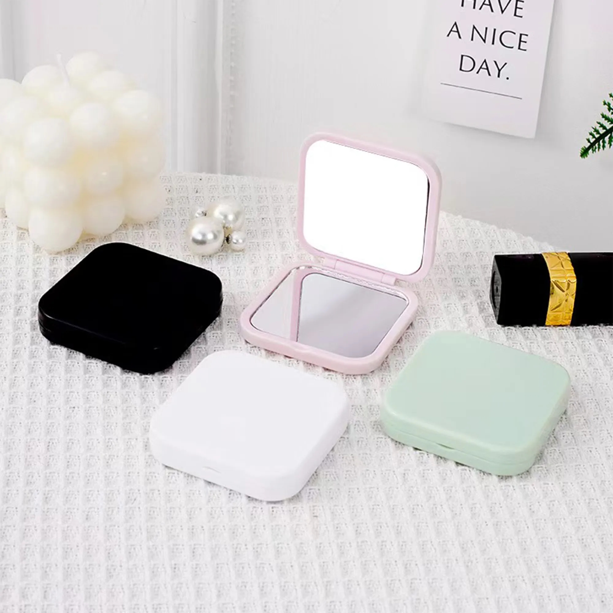 Portable Flip Makeup Mirror With Customizable Logo 3