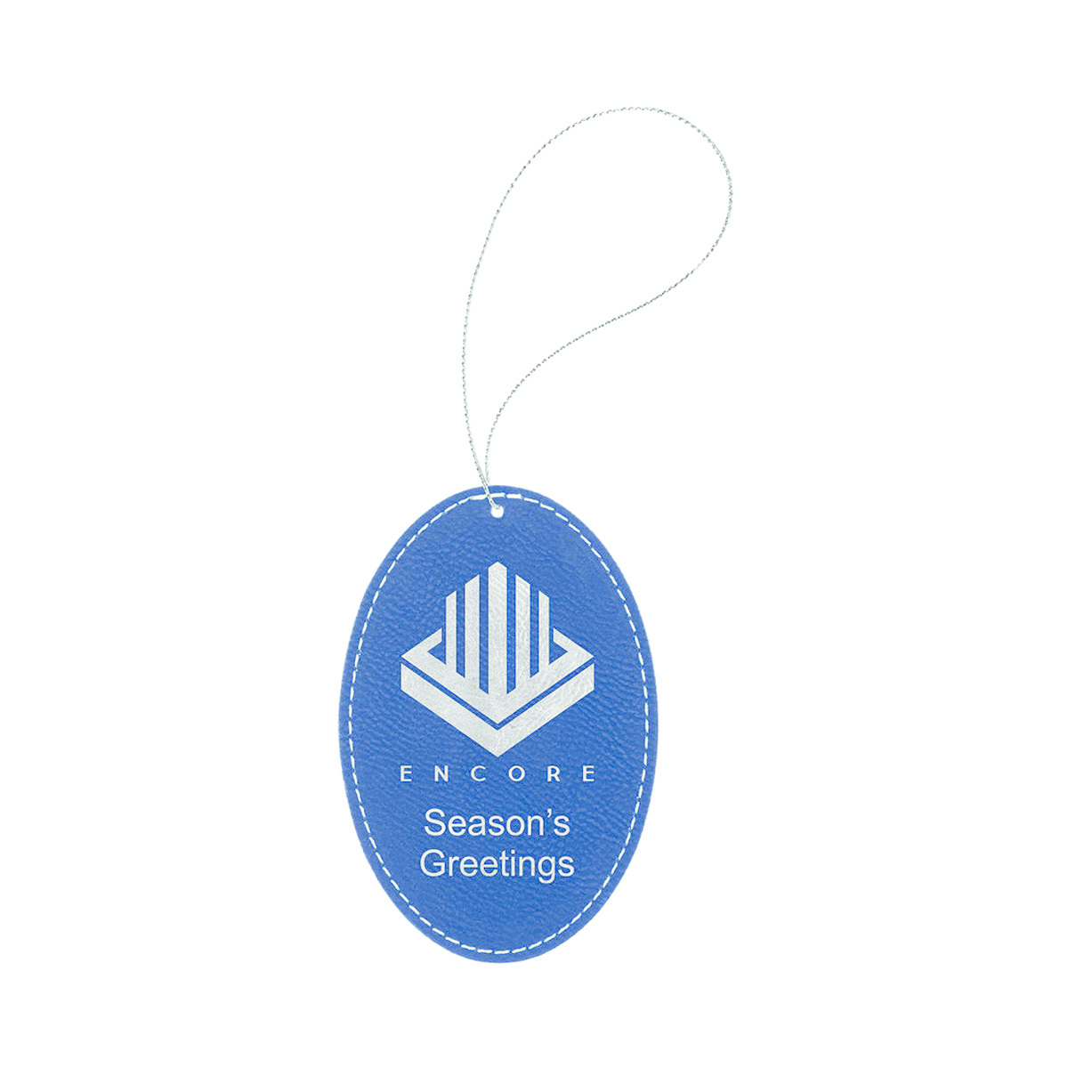 Blue/Silver Leatherette Oval Ornament