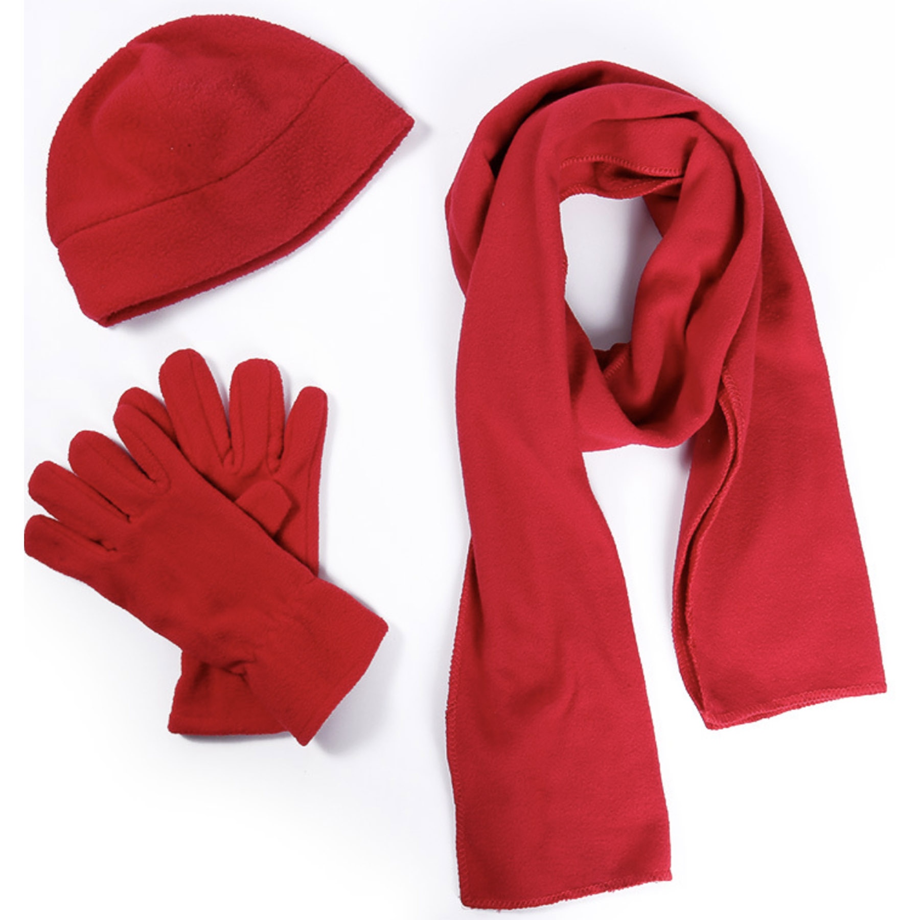 3 Pieces Winter Set- Polar Fleece Hat Scarf Gloves 1