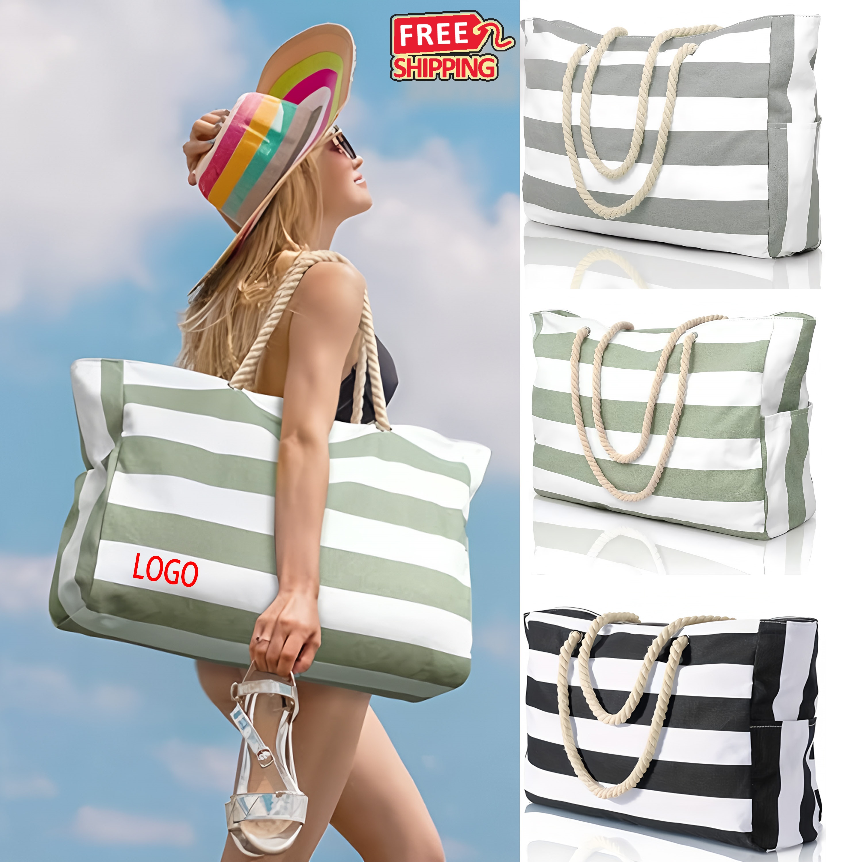 Waterproof Beach Tote Bag with Zipper 2