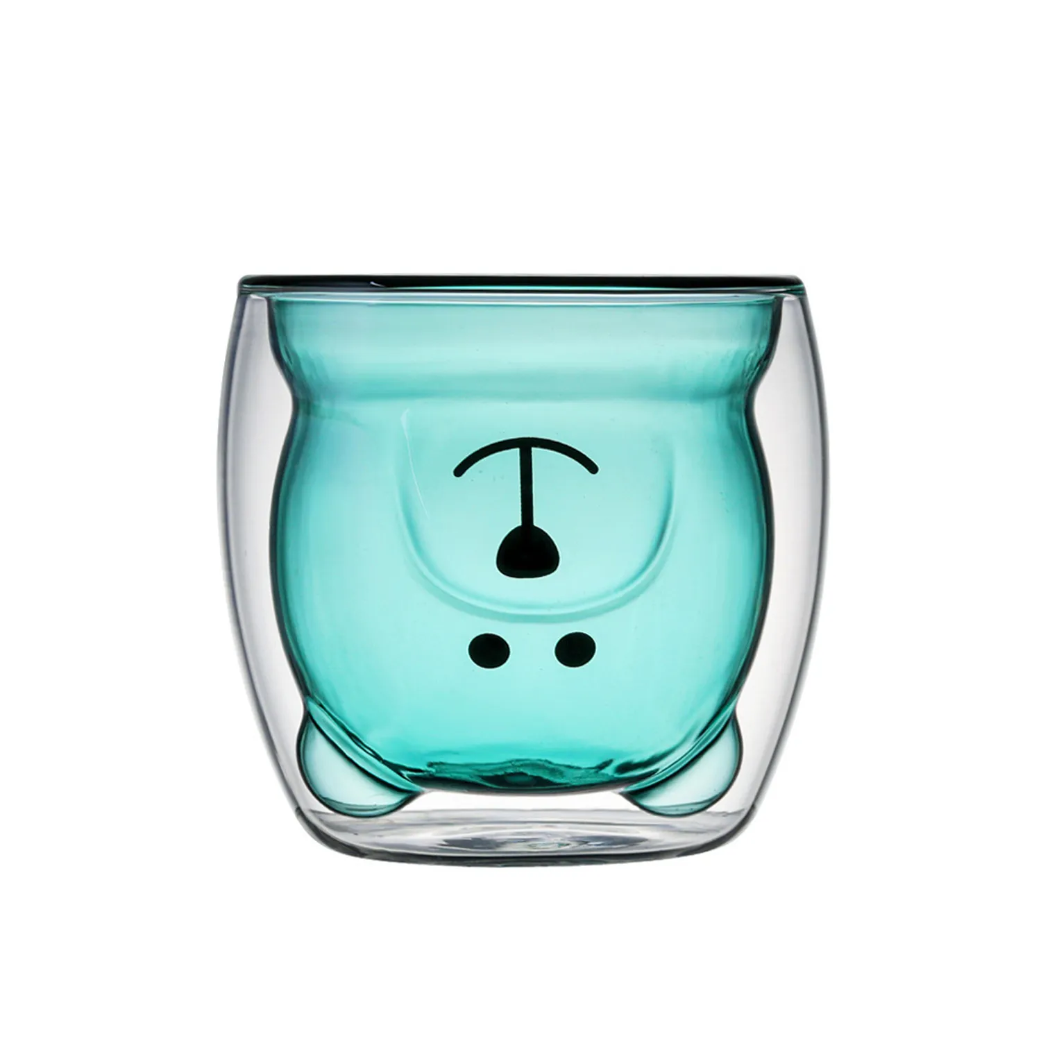 Insulated Double Wall Glass Cute Bear Mugs 4