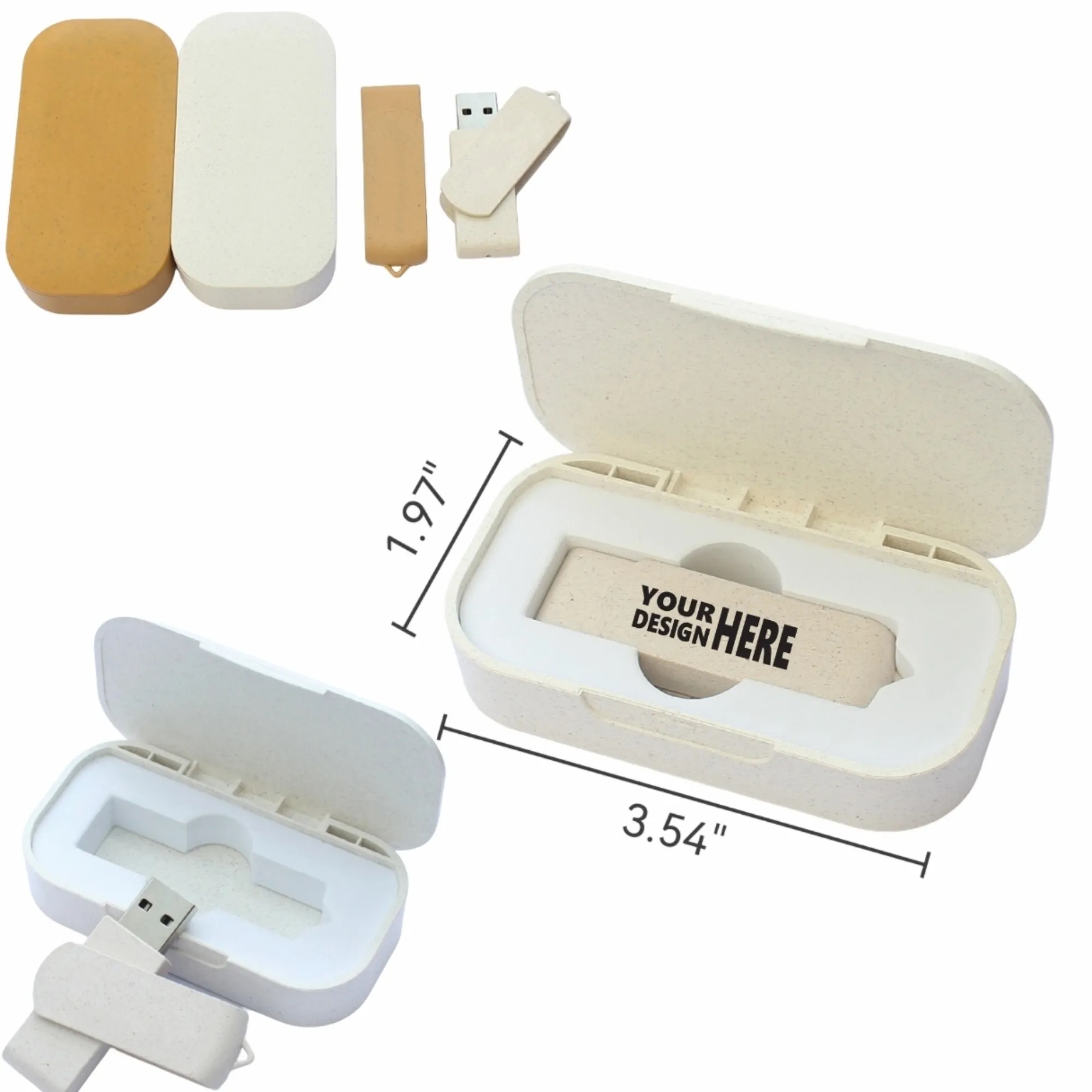 Eco Wheat Straw USB, Dual-Use Phone PC, Custom Logo Gift USB 3