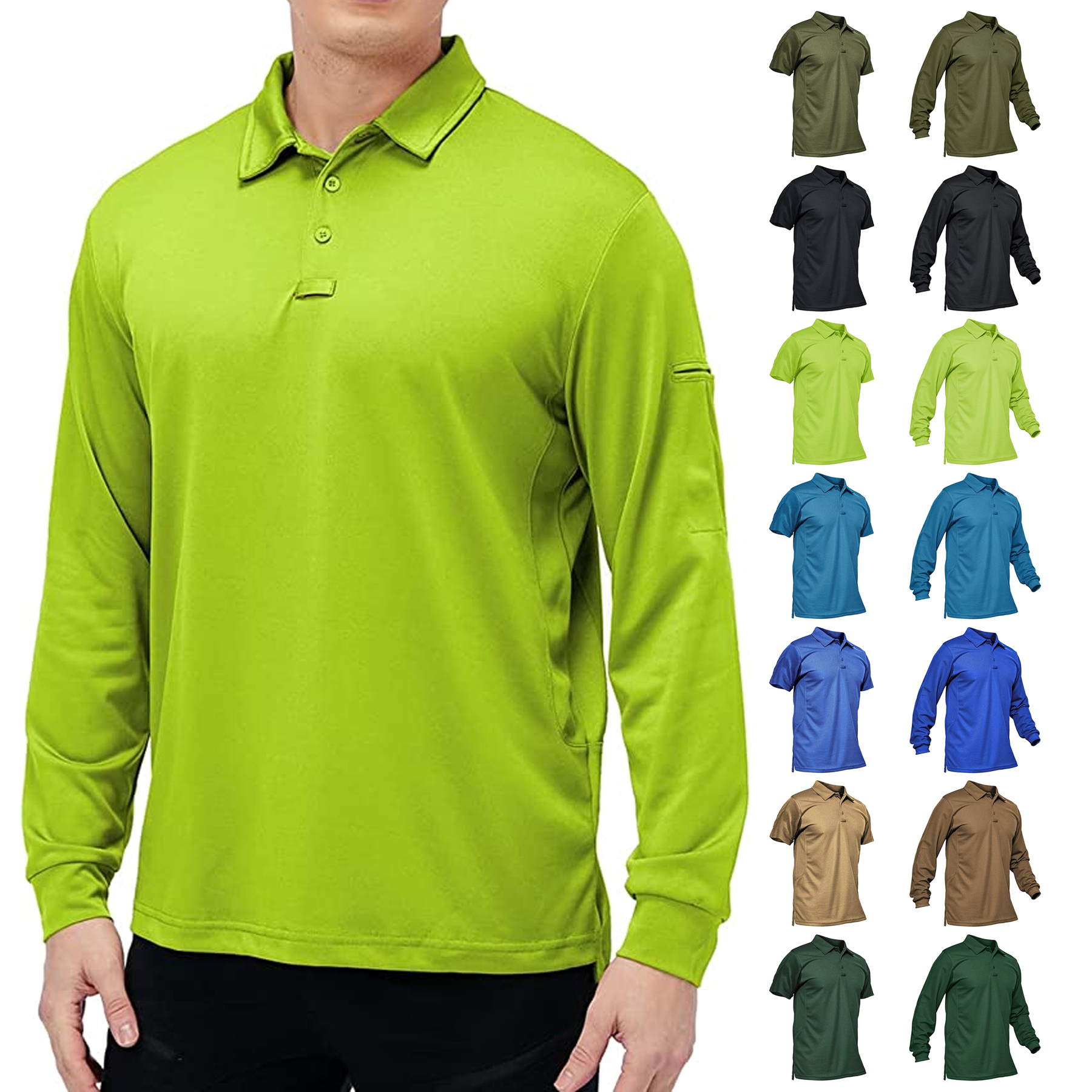 Quick Dry Men's Long Sleeve Polo Shirt 2