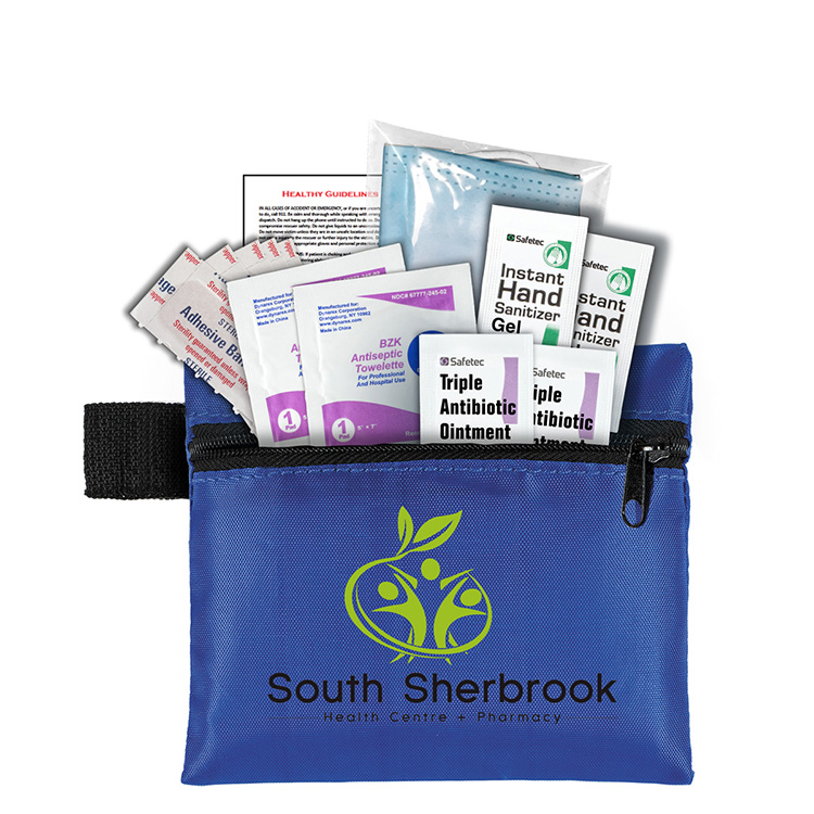 Bixby Plus San" 13 Piece Mask & Sanitizing Safety Kit inserted into Zipper Pack 4